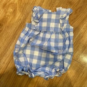 3-6 month Gymboree white and blue plaid romper